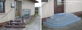 Neugestaltung einer runden Hauseingangstreppe aus Granit, Niedersachsen